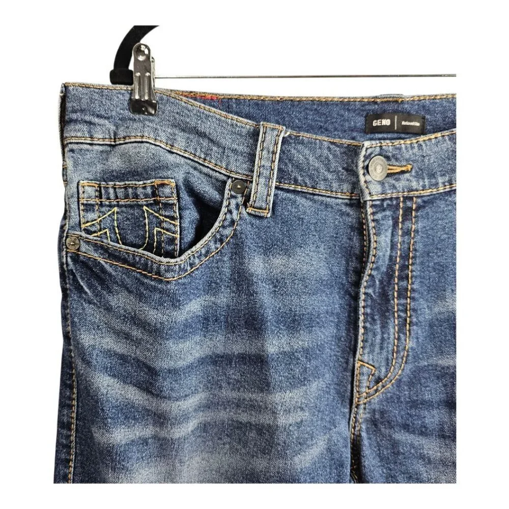 True Religion World Tour Denim Geno Relaxed Slim Blue Jeans